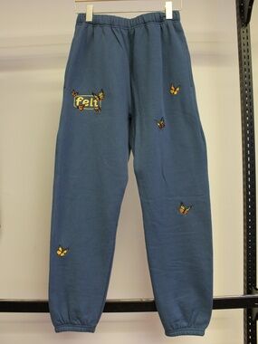 Felt Butterfly Sweatpants - Blue, Medium